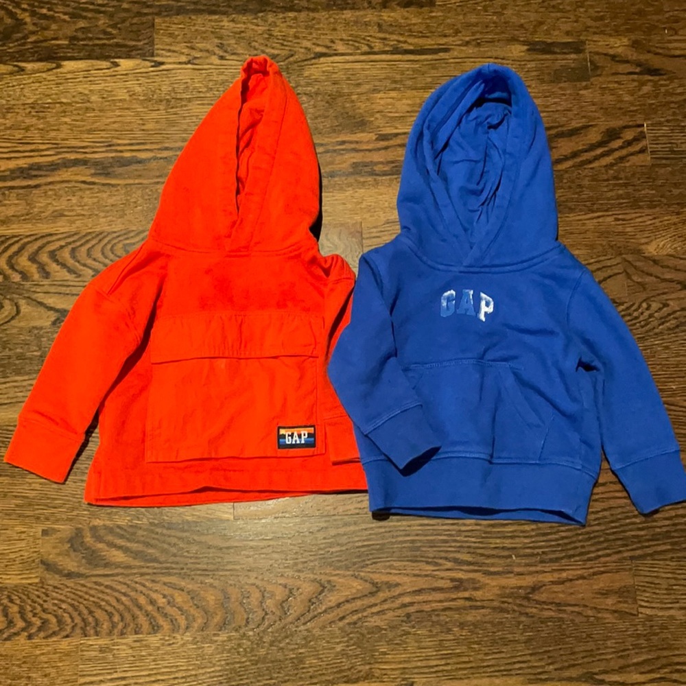 GAP blue and red sweatshirts. Kids size 12-18 months.